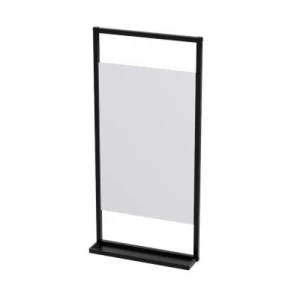 Silver Wall-Mounted Bathroom Mirror 100x48cm Black Frame with Integrated Shelf Storage