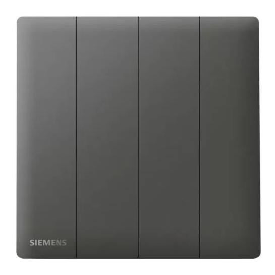 مفتاح انارة رباعي 10 امبير 86×86 مم، فضي غامق، 250 فولت | Siemens (دلتا بيليوس)