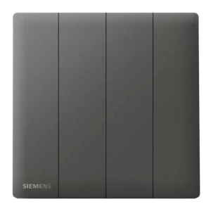 مفتاح انارة رباعي 10 امبير 86×86 مم، فضي غامق، 250 فولت | Siemens (دلتا بيليوس)