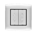 فيش كهرباء مزدوج بفتحتين 16 أمبير الفنار موديل أمنية المقاس  7x7 اللون فضى بحلقة سوداء