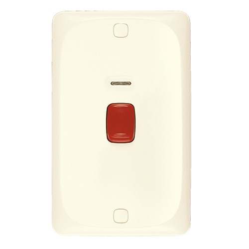 مفتاح كهرباء مفرد ثنائي القطب مع مؤشر ليد 45 امبير ميرا 14×7 سم اللون بيج | شركة الفنار