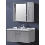 Single Basin Washbasin With Wooden Cabinet, Pharmacy Cabinet And Mirror Size 80x46 cm, Light Gray