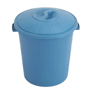حاوية نفايات بلاستيكية HDPE بغطاء 40×40×60 سم، 55 لتر، أزرق | مصنع الفريدي للصناعات البلاستيكية