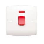 Electrical light switch 1 gang double pole with led 45 Amp ALF Classic  EL FANAR Size 7×7 cm Color White 