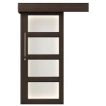 Classic Premium Sliding Door with Luxury Design, Dark Brown Color, Size 160 × 235 cm, Model GPR01