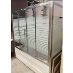 Shower Cabin L-Shaped Sliding Door with 6mm Thick Striped Glass Panels | Prime Alarabia