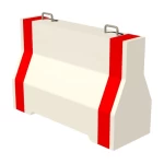 حواجز خرسانية مقاس 100*150*55 سم بدون تسليح اللون احمر وابيض اثنين هوك مع فتحة فورك ليفت للرفع وفتحات تصريف