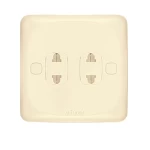 Electrical Switch socket   2 gang 2 vertical holes 16 Amp AL-FANAR Model  Mira Size 7x7 Color Beige
