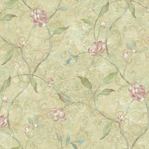 American Wallpaper Floral Design Beige Color, Size 10mx0.53m, Model TB4234 | Balbaid Decor Company
