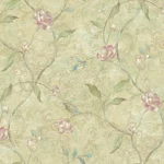 American Wallpaper Beige Color Floral Design, Size 10mx0.53m, Model TB4234