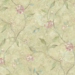 American Wallpaper Floral Design Beige Color, Size 10mx0.53m, Model TB4234 | Balbaid Decor Company