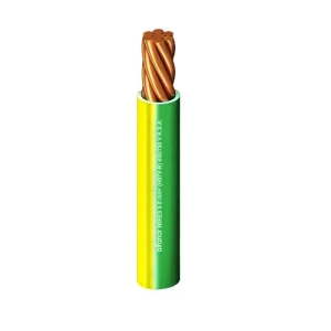 كابل نحاس مجدول احادى النواة معزول PVC 70º الفنار 6 مم² قطر 4.7 مم 450/750 فولت 300 قدم اصفر مع اخضر | شركة الفنار