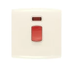 مفتاح كهرباء مفرد ثنائي القطب مع مؤشر ليد 45 امبير  ألف الفنار مقاس 7×7 سم اللون بيج 