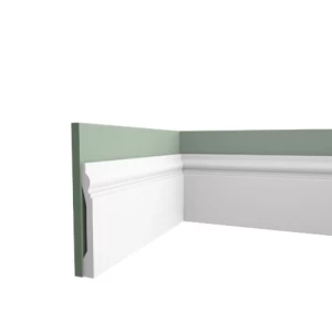 PU Foam Skirting 12 cm Height, 1.5 cm Thickness, 2.44 m Length, White | Zakharef Company