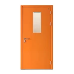 Fire door SFFECO  galvanized steel  with a rectangular glass window Model SF/SD Single Door leaf size 1950×900   mm  Color Orange