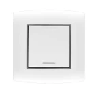 مفتاح كهرباء مفرد ثنائي القطب مع مؤشر ليد 20 امبير أمنية الفنار مقاس 7×7 سم اللون ابيض بحلقة سوداء