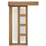 Sliding Wooden Door with Luxury Design, Dark Beige , Size 110×265 cm, Model Number GPR07