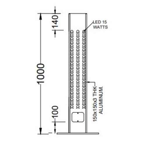 Garden Lighting Pole Length 1 meter, Power 15 Watts | 
