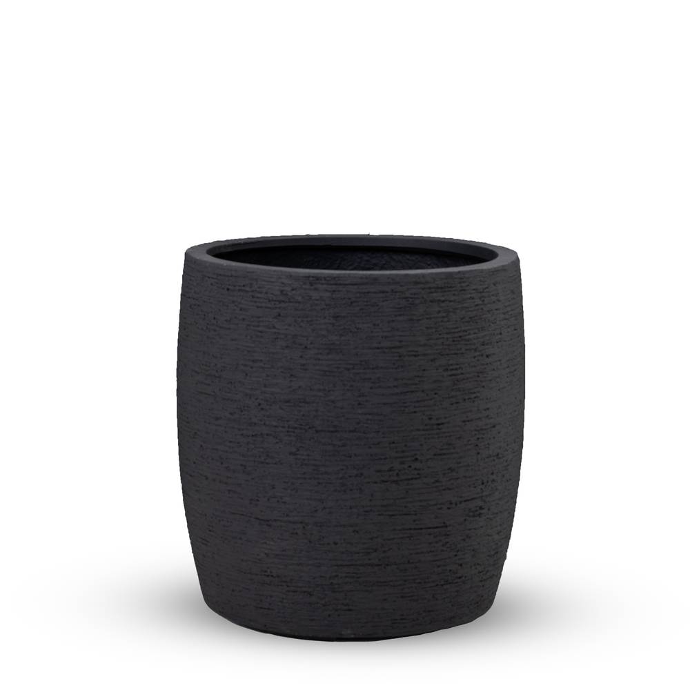 Fiberglass Pot Round Shape Width 33cm Height 33cm Dark Grey | Verde