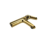 Short Washbasin Mixer with Thin Handle, golden Color | ASK