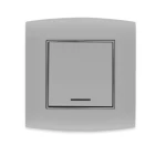 مفتاح كهرباء مفرد ثنائي القطب مع مؤشر ليد 45 امبير أمنية الفنار مقاس 7×7 سم اللون رمادي بحلقة رمادى