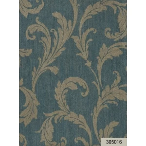 Italian Wallpaper Leaf-Patterned Design 10mx0.73m Turquoise | Balbaid Decor Company