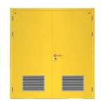 Fire door SFFECO  stainless steel  with Bottom Louver  Model SF/DD  Double Door leaf size 1900×1950    mm  Color Yellow