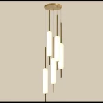 Golden Pendant Light 5 Lights, Base 40 cm, Wire Length 1.5 m