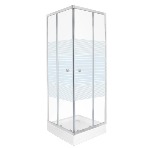 Shower Cabin Chrome with Square Acrylic Tray 80x80x185 cm | Al Dossary
