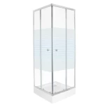Shower Cabin Chrome with Square Acrylic Shower Tray, Width 80 cm, Length 80 cm, Height 185 cm | Aldossary Company