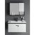 White Washbasin With Wooden Cabinet And Pharmacy With Mirror Size 80 cm 