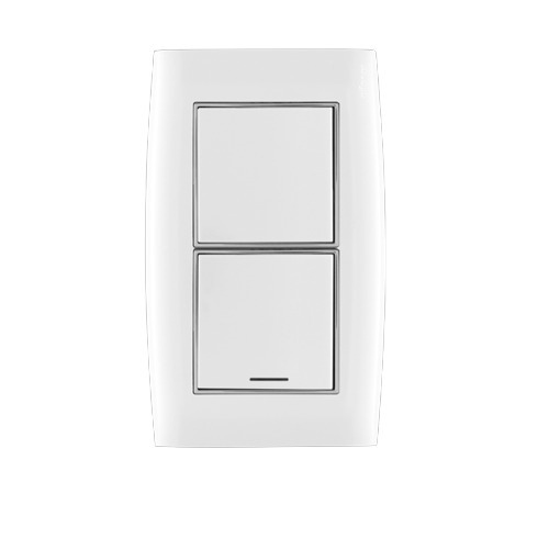 Wide Electrical Light Switch 1 Gang Double Pole 45 Amp 14x7 cm White Chrome Ring | Al Fanar