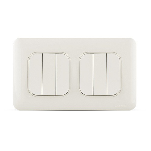 10A Electrical Light Switch 6 Gang, 7x14 cm, White, 250V | Spectra