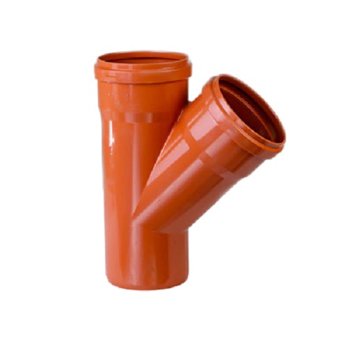 UPVC 45° Wye Tee Size 160×160 mm, Orange Color | Plasco Factory for Plastic Industries