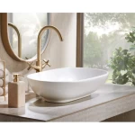 Shoui Model Counter Porcelain Wash Basin 58.5×39×17.5 cm, White Color