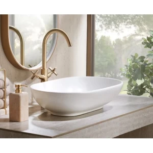 Shoui Model Counter Porcelain Wash Basin 58.5×39×17.5 cm, White | Abyat Company