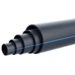 HDPE Plastic Pipe  PN 10 Bar [PE 100] Outside Diameter 560 mm  SDR 17  Color Black with Blue Stripes | Almona Factory