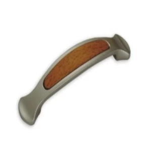 Kitchen Cabinet Handle 128 mm Matte Nickel & Beech Wood, Zinc | Kitchen Line Group