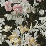 ورق جدران ايطالي لون أخضر داكن تصميم ورود، مقاس 10 م×0.70 م، موديل 13072