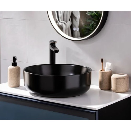 Counter Porcelain Basin Height 14 cm, Width 40 cm, Length 40 cm, Matte Black | Abyat Company