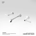 Wall Washbasin Mixer without Frame Size 9 x 20 cm, Glossy Chrome with Matt Black