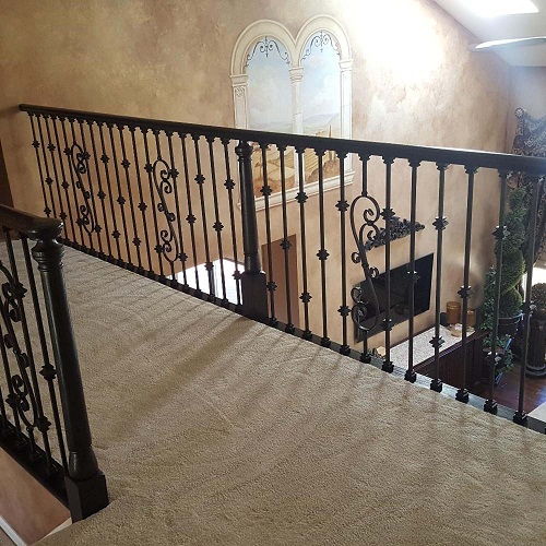 Round Iron Railing Side Mounting, 2 Inch Handle, 110 cm Height | Matkel Store