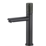 Washbasin Mixer With Black Stone Handle, Black Color