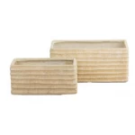 أصيص بوليريسين اسمنتي، أبعاد 20×22×44 سم، لون بيج، شكل مستطيل