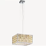 تعليقة إضاءة سقفية، لون ذهبي وفضي، طول 38 سم عرض 38 سم ارتفاع 44 سم