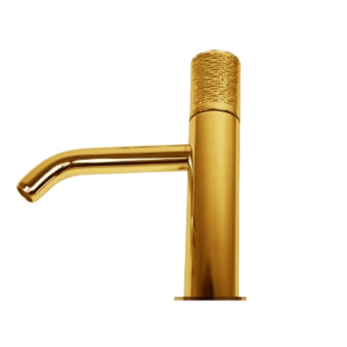 Middle Washbasin Mixer 23.4×15 cm, Gold Engraved Handle | Hatch Company