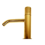 Middle Washbasin Mixer Size 23.4×15 cm, Gold Engraved Handle