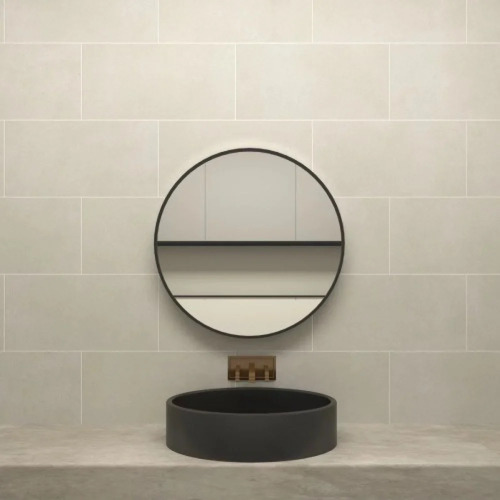Round Wall Mirror 60 × 60 cm Black Aluminum Frame | Al Muhaidib Sanitary and Ceramic