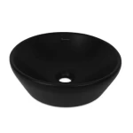 Counter Top Round Ceramic Washbasin Sizes 40x40 cm, Matt Black Color