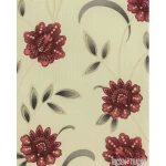 Italian floral wallpaper, size 10m x 0.53m, beige with red, model 30666